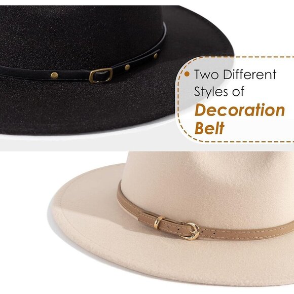 2 Pack Fedora Hats Wide Brim Cotton Polyester Unisex Casual Sun Protection main image 6
